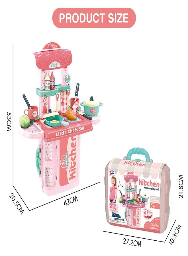 STOFFIER GARTEN Kitchen Play Set Toy for Kids Boys and Girls - Pink - Image 5